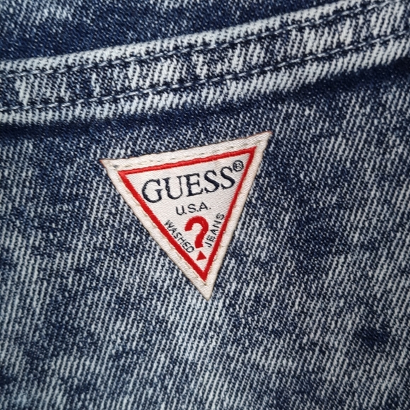 Guess 1981 Mom Skinny Women's Jeans 30W 29L Acid Wash Blue Tapered 80s Style - Picture 6 of 14